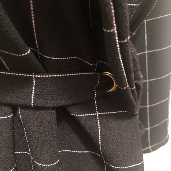 PrettyLittleThing Blazer Dress Sz. 2 Black Window Pane Check LS Tied Waist - Picture 4 of 8